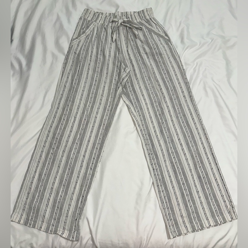 Sienna Sky Striped Drawstring Pants – Black & White